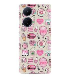 Vivo V29 Lite Kılıf Resimli Desenli Baskılı Silikon Donut Flamingo 1415