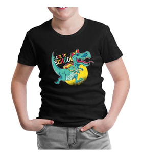 Okula Dönüş - Dinazor Siyah Çocuk Tshirt