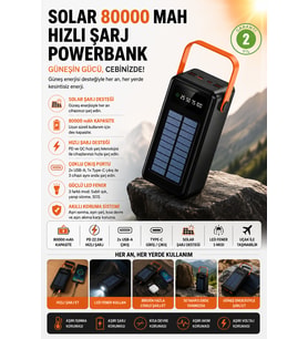 Solar Güneş Enerjili Powerbank Çok Girişli Hızlı Şarj Destekli