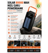 Solar Güneş Enerjili Powerbank Çok Girişli Hızlı Şarj Destekli