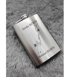 Kişiye Özel Love Hediye 9 Oz Çelik Cep Matarası 266 Ml içki  Alkol Matarası Sevgiliye Hediye