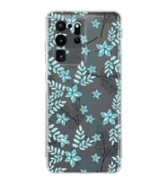 Samsung Galaxy S20 Ultra  Kamera Korumalı Kapak Floral Su Yeşili Tasarımlı  Şeffaf Kılıf