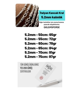5.2mm Italyan Kancalı Kral Model 925 Ayar Gümüş Erkek Kolye Zincir 240079804