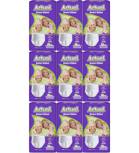 Actual Emici Külot Yetişkin Bezi XL - Extra Large - Ekstra Büyük (Islaklık Göstergeli) 270 Adet
