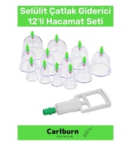 Premium Series Selülit Çatlak Giderici Vakumlu Masaj Aleti 12'li Kupa Hacamat Seti