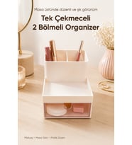 Çok Amaçlı 2 Bölmeli Makyaj ve Kozmetik Organizer, Masaüstü Saklama Kutusu