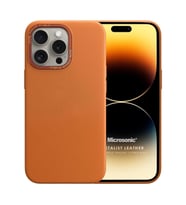 Microsonic Apple iPhone 14 Pro Max Kılıf Metalist Leather Turuncu (Turuncu)