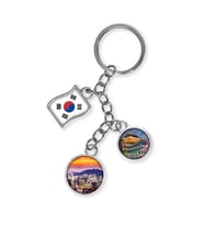 Güney Kore Üçlü Epoksi Metal Çift Taraflı Damla Anahtarlık South Korea (Çok Renkli)