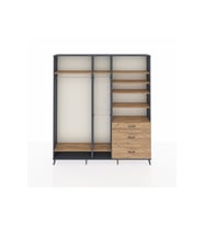 Arges Gardrop 9 Raflı 3 Çekmeceli 3 Askılı 220x30x243 Antrasit-Çam