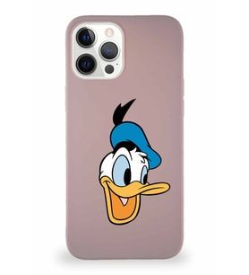 Apple iPhone 12 Pro Max Soft Premier Kapak Donald Duck-A Tasarımlı Silikon Kılıf - Pudra (Şeffaf)