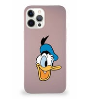 Apple iPhone 12 Pro Max Soft Premier Kapak Donald Duck-A Tasarımlı Silikon Kılıf - Pudra (Şeffaf)