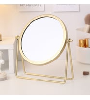 Masa Üstü 15 cm Tek Taraflı Gold  Yuvarlak Dönen Metal  Masa Aynası cin714gld