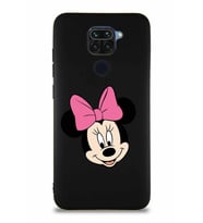 Xiaomi Redmi Note 9 Soft Premier Kapak Minnie Mouse-C Tasarımlı Silikon Kılıf - Siyah (Şeffaf)
