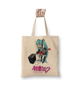 Hatsune Miku Bez Çanta Uzun Saplı Bez Çanta Uzun Saplı Sevgiliye Arkadaşa Hediye (Beyaz)