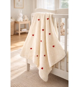 Peluş Bebek Battaniyesi 90×100 cm – Nakışlı Yumuşak Doku