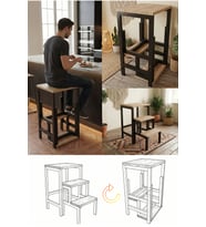 Katlanabillir Puf Bench Metal Ahşap Basamaklı Tabure Merdiven Çiçeklik Çok