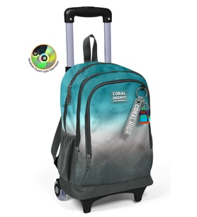 Coral High Kids Turkuaz Gri Batik Üç Bölmeli Çekçekli Okul Sırt Çantası 23968