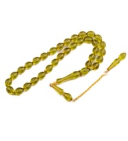 Arpa Kesim 10x8 mm Zar Kehribar Yeni Döküm Gümüş Püsküllü Tesbih