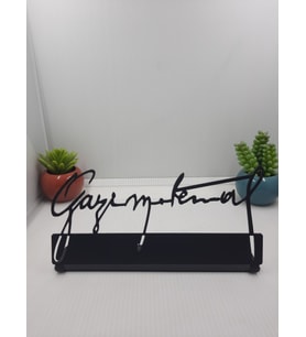 Gowpenart Gazi M. Kemal Atatürk İmza Masaüstü Siyah Metal Biblo - Ev / Ofis Dekoru - Hediye Biblo - 20 x 10 Cm