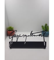 Gowpenart Gazi M. Kemal Atatürk İmza Masaüstü Siyah Metal Biblo - Ev / Ofis Dekoru - Hediye Biblo - 20 x 10 Cm