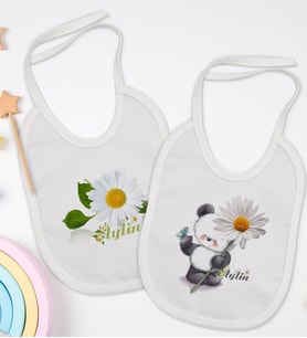 BK Kids Kişiye Özel Papatya Temalı 2’li Beyaz Mama Önlüğü-2