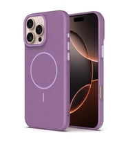 Coverzone Apple iPhone 14 Pro Max ile uyumlu Deri G�r�nml� 2,5mm Kamera Koruma �?k?nt? Koruma Cowboy MagSafe ile uyumlu ?� Kadife Y�zeyli Silikon K?l?f Purple