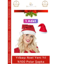 #Şapka Kırmızı Yılbaşı Kostüm Aksesuarı Çocuk Yetişkin Şık Noel Baba 100 Polar Şapka 1 Adet