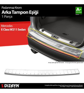 Mercedes E Class W211 Krom Arka Tampon Eşiği 2003-2009 A+ Kalite