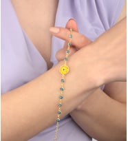 925 Ayar Gümüş Kafesli Sarı Göz Model Nazarlı Bileklik