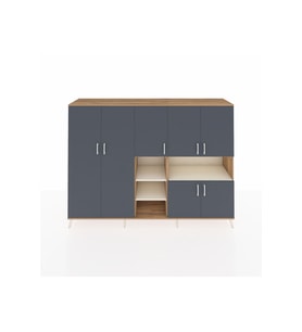 Hyperion Dolap 13 Raflı 7 Kapaklı 220x44x163 Çam-Antrasit/Aytaşı