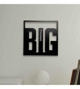Ahşap Duvar Dekoru Think Big Yazılı 25x25 cm Motive Edici Ofis Ev İçin Modern Tasarım