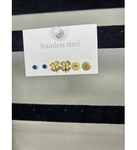 Nazar Boncu 4 Yapraklı Yonca Ve Ata Paslanmaz Çelik küpe