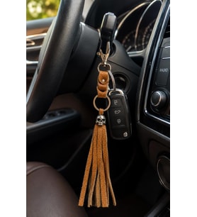 Karabinalı Anahtarlık Deri Araba Anahtarlığı Çanta Süsü Hakiki Deri Çanta Aksesuarı Unisex 26 CM