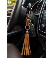 Karabinalı Anahtarlık Deri Araba Anahtarlığı Çanta Süsü Hakiki Deri Çanta Aksesuarı Unisex 26 CM