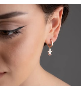 Vaoov 925 Ayar Gümüş Beyaz Mineli Melek Küpe (Rose)