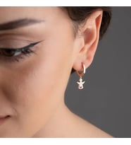 Vaoov 925 Ayar Gümüş Beyaz Mineli Melek Küpe (Rose)
