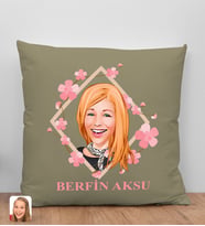 BK Gift Kişiye Özel Karikatürlü Anneler Günü Tasarımlı Haki Kırlent Yastık, Anneye Hediye, Ev Dekorasyonu, Anneler Günü Hediyesi-4