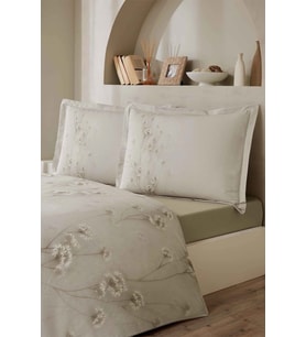 Özdilek Ranforce -Michelia Bej- Lastikli Çarşaflı Tek Kişilik Nevresim Takımı