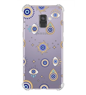 PrintiFy Samsung Galaxy A8 Plus 2018 Nazar Boncuğu 5 Baskılı Şeffaf Köşe Korumalı Antişok Kılıf