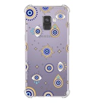 PrintiFy Samsung Galaxy A8 Plus 2018 Nazar Boncuğu 5 Baskılı Şeffaf Köşe Korumalı Antişok Kılıf