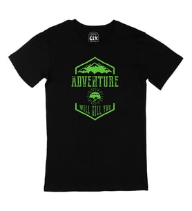 Yeşil Adventure Will Kill You Siyah Tişört