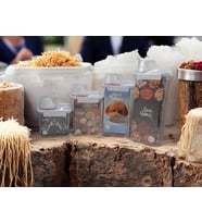 4lü SET - Contalı Erzak Saklama Kabı - Ölçekli Bakliyat Kabı Düzenleyici Kavanoz (BEYAZ-SOHO GRİ)