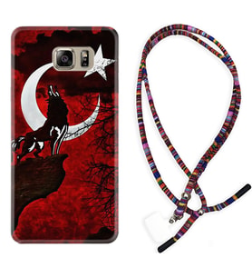 Samsung S7 Edge S20 Fe Plus Ultra S21 S22 Kılıf Boyun Asklı Rasta Silikon Wolf and Moon 2 1381