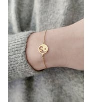 Kişiye Özel 925 Ayar Gümüş Yin Yang Bileklik (Gold)