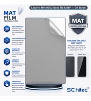 SChitec Lenovo M10 HD (2 Gen) TB-X306F Uyumlu Ön Yüzey Mat Hidrojel Ekran Koruyucu