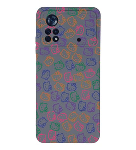 Xiaomi Poco X4 Pro Uyumlu Lansman Kılıf Hello Kitty Tasarımlı İçi Kadife Kapak-Gri (Şeffaf)