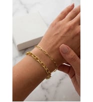 İkili Paperclip (Ataş) Gold Çelik Zincir Bileklik MeToo Serisi