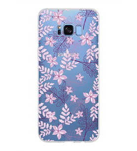 Samsung Galaxy S8 Plus Kapak Floral Pudra Tasarımlı Şeffaf Silikon Kılıf