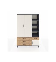 Hyperion Dolap 5 Raflı 4 Çekmeceli Tek Askılı 132x44x195 Antrasit-Aytaşı/Çam