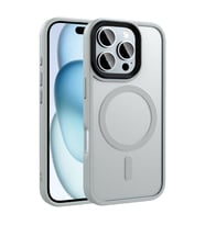Apple iPhone 16 Pro Uyumlu Kılıf Mat Arka Yüzey Wireless Şarj Özellikli Zore Flet M-safe Kapak (Gümüş)